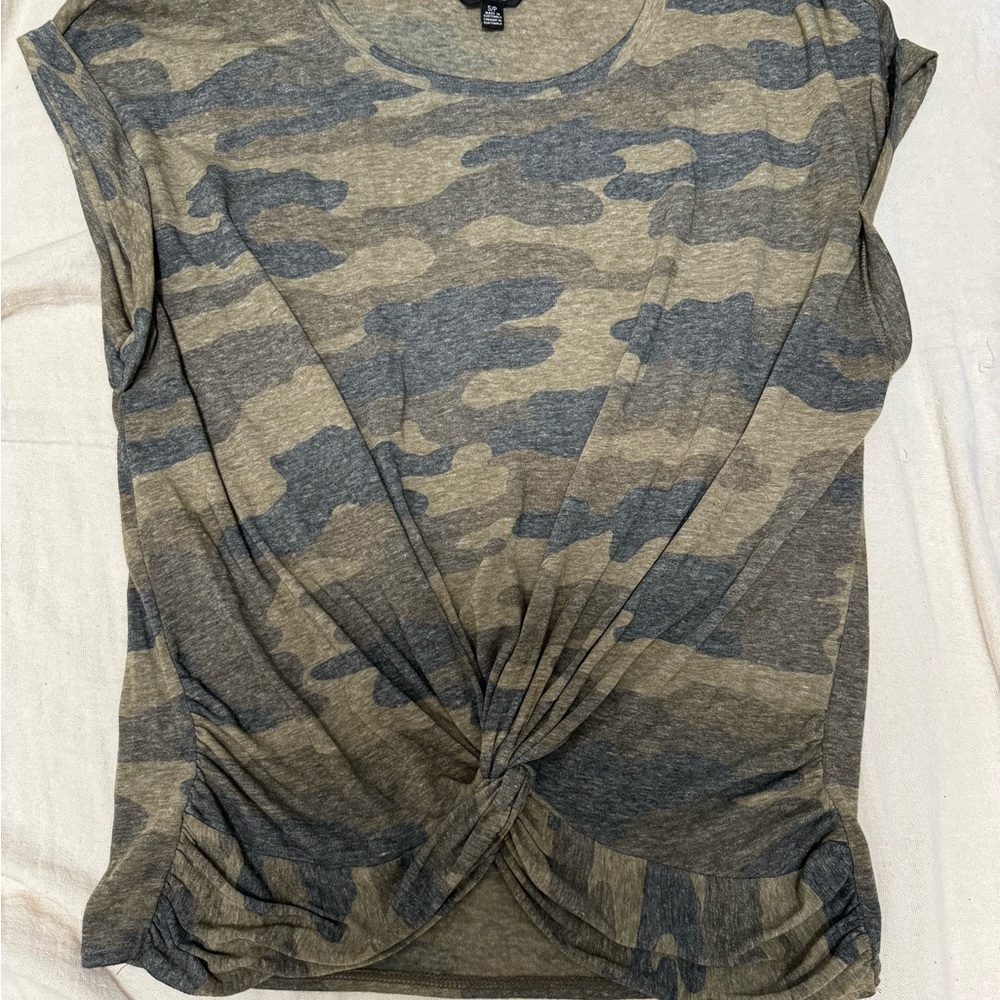 Lucky Brand Olive and Gray Camo Twist Tee